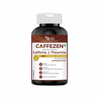 Caffezen supplement bottle with label on a white background