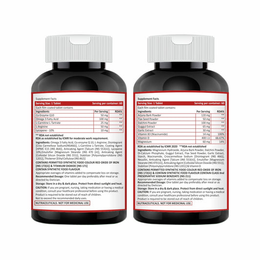 Heart Health Combo – Cholesfix Tablets + Omega 3, CoQ10 Tablets | Cholesterol & Cardio Wellness Support