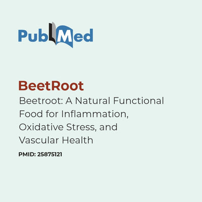 PubMed link to a study on beetroot's health benefits on a light blue background