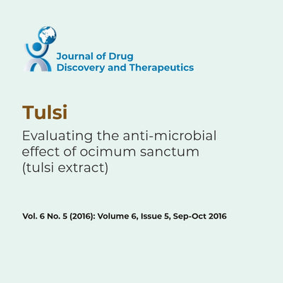 Cover of 'Journal of Drug Discovery and Therapeutics' with title 'Tulsi: Evaluating the anti-microbial effect of ocimum sanctum (tulsi extract)'.