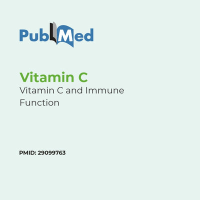 Cover of a PubMed article on Vitamin C and immune function with the PMID displayed.
