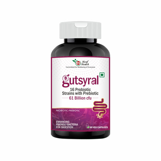 Gutsyral Probiotic-Prebiotic Capsules - 16 Strains for Gut Health, Digestion, IBS Relief & Immunity - 60 Veg Capsules per bottle