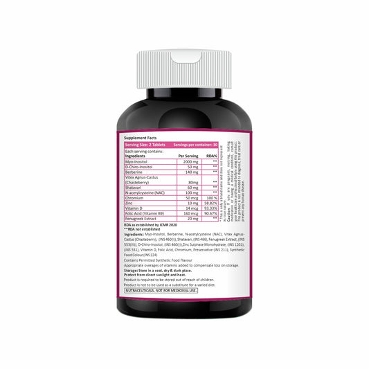 PCOS Supplement for Women –Myo & D-Chiro-Inositol with Shatavari, Berberine & NAC 60 Tablets