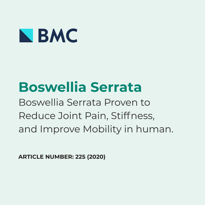 BMC Boswellia Serrata advertisement on a light blue background
