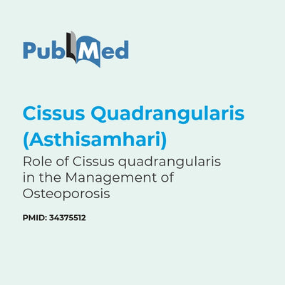PubMed abstract for Cissus Quadrangularis in the management of osteoporosis on a light blue background