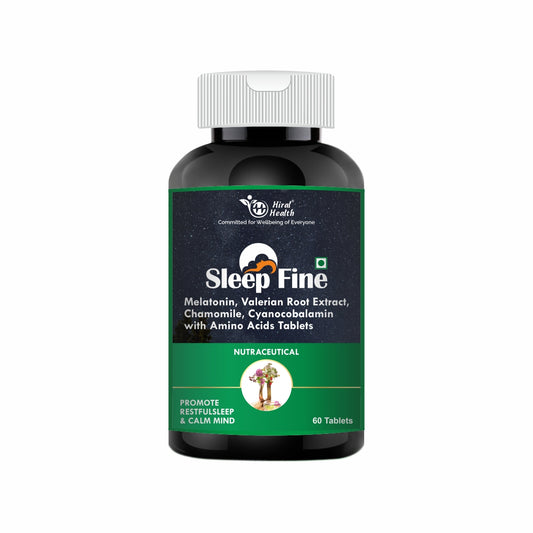 Sleep Fine supplement bottle with green label on a white background