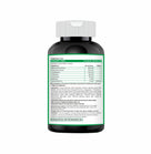 Black supplement bottle with green label on a white background