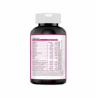 Bottle of supplements with a ingredients side label on a white background