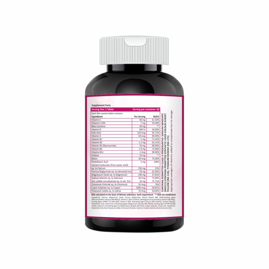 Women Vitamins, Minerals & Antioxidant Tablets - 22 Nutrients with almost 100% RDA - Support Overall Health