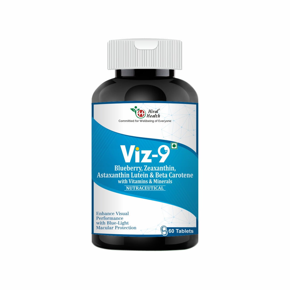 VIZ-9 Tablets - Eye Supplement with Lutein, Zeaxanthin, Astaxanthin & Vitamin A - 60 Tablets