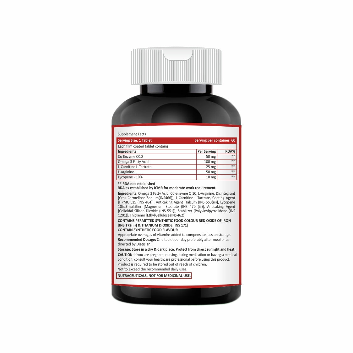 Supplement bottle with label on a white background