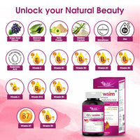 Vitamins and supplements with various health benefits on a pink background