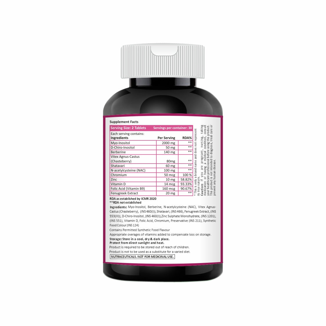 Supplement bottle with label on a white background