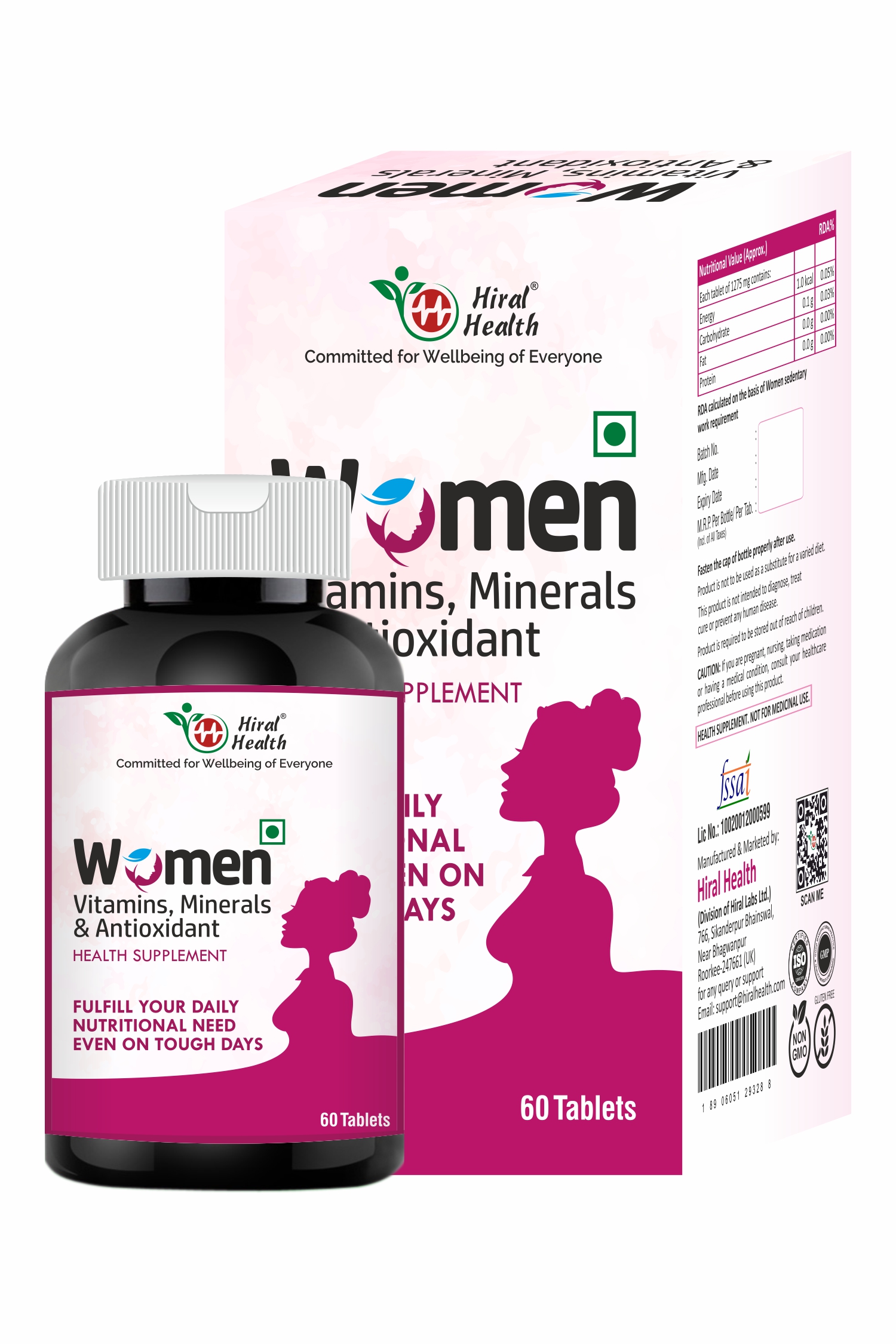 Women multivitamin bottle with carton women health